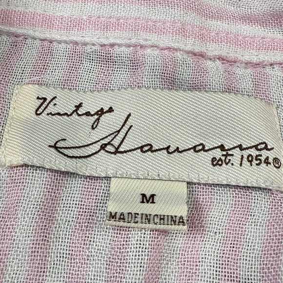 Vintage Havana Locals Only Oversized Striped Button Down Pink/White Graphic Sz M - Picture 9 of 14